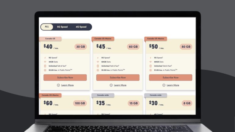 subscriptions plan from Public Mobile