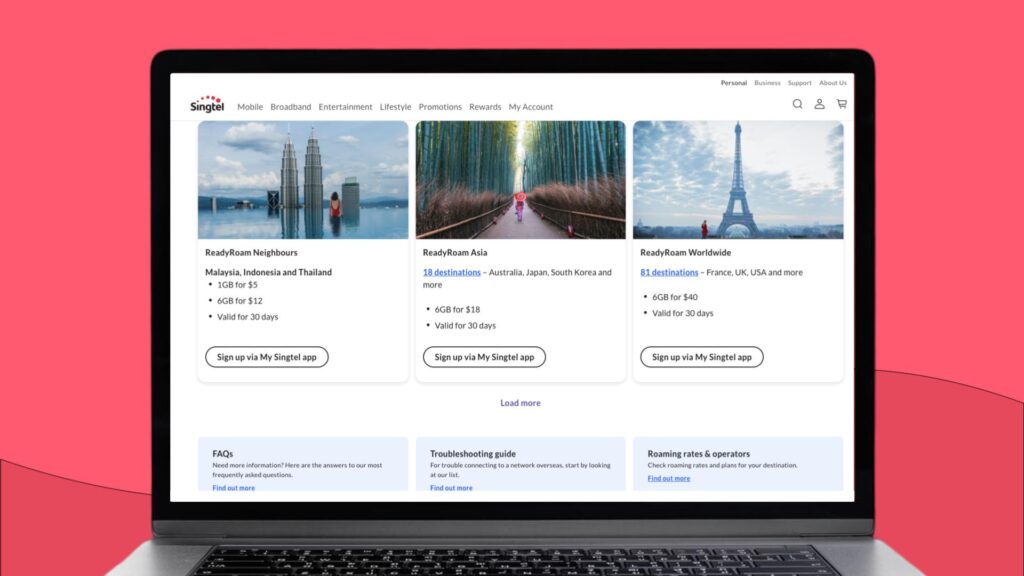 Singtel roaming plans website