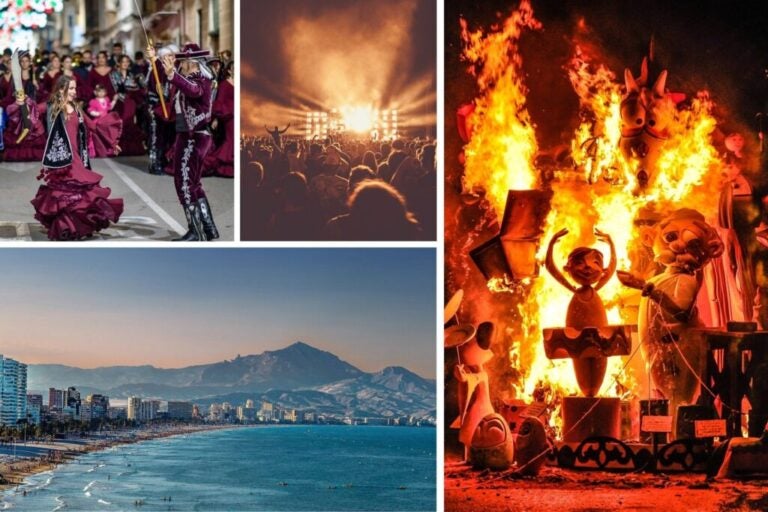 Music festivals, the Fallas of Valencia, the Moors and Christians festivals, and Alicante beach.