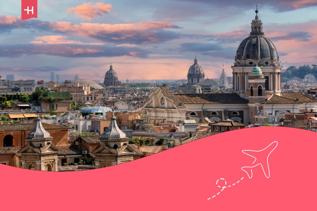 panoramic cityscape of Rome, Italy, Europe