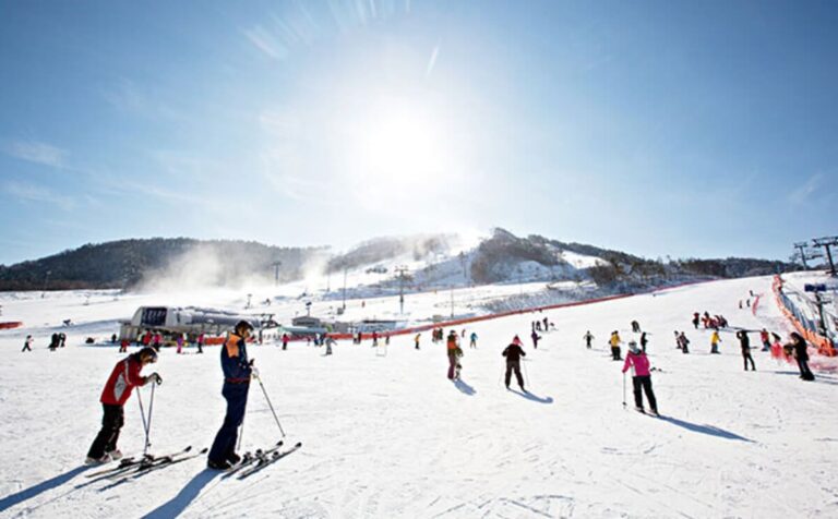 Skiing or snowboarding in Korea alpensia resort
