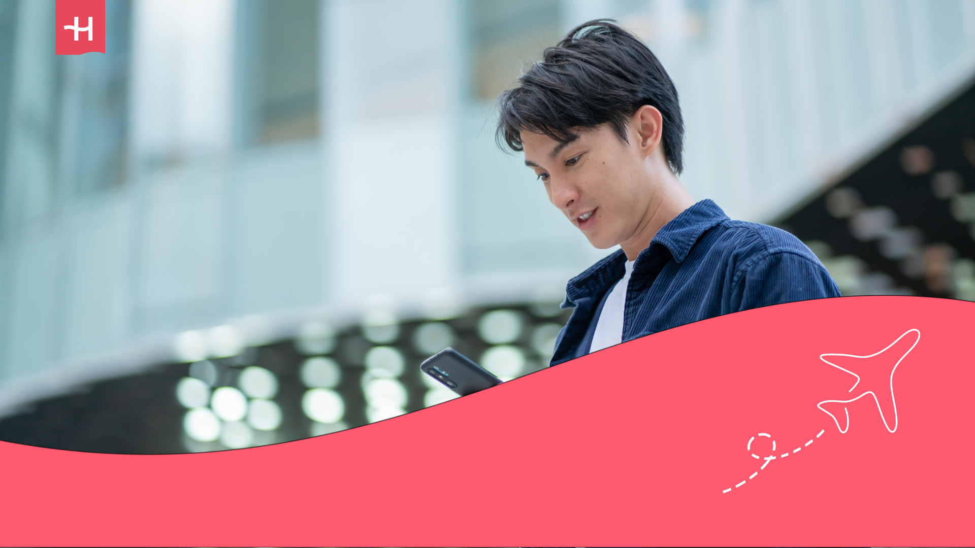 young man using wellbeing app on phone