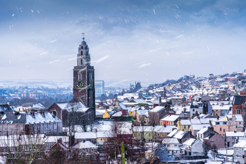 St. Anne's Church, Shandon during a snow storm, Cork, Ireland