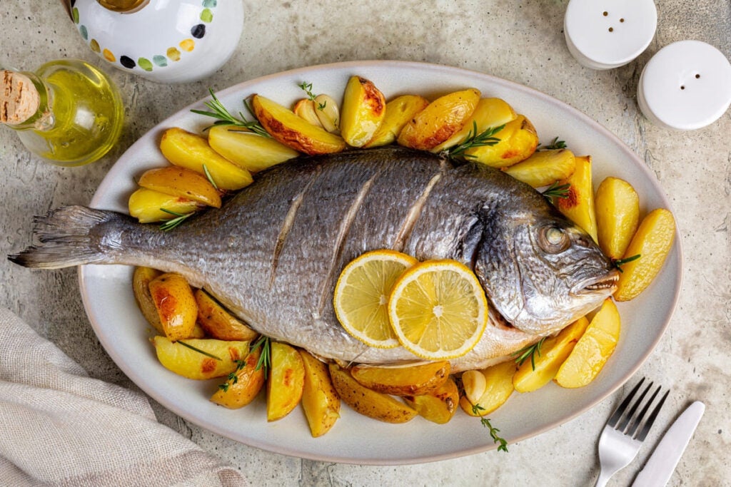 Baked sea bream