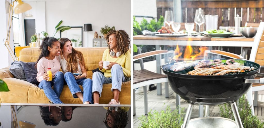 group of digital nomads in Madrid coliving and barbecue at accommodation