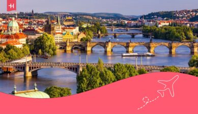 Charles Bridge over the Vltava River in Prague,