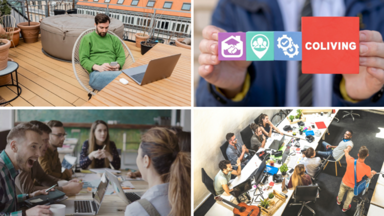 Coliving spaces in Vienna, Austria, where some digital nomads are sharing a table.