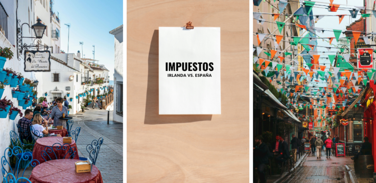 Comparative tables of taxes in Ireland vs Spain to be paid by companies and individuals.