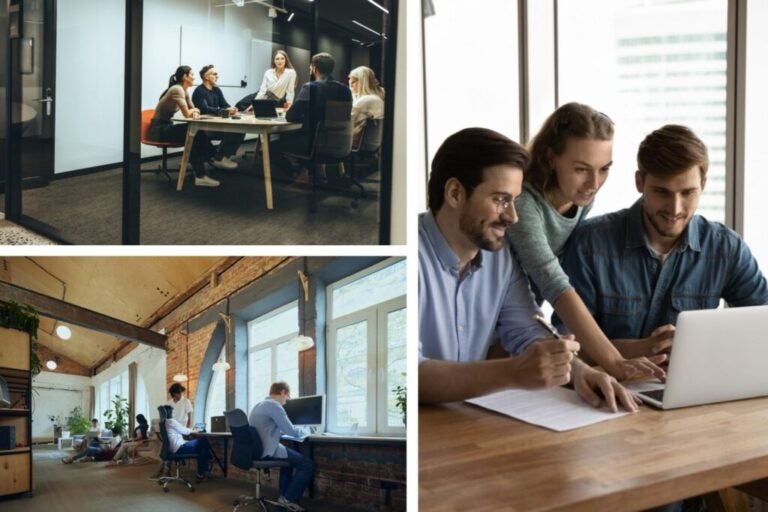 Coworkers working and creating networking.