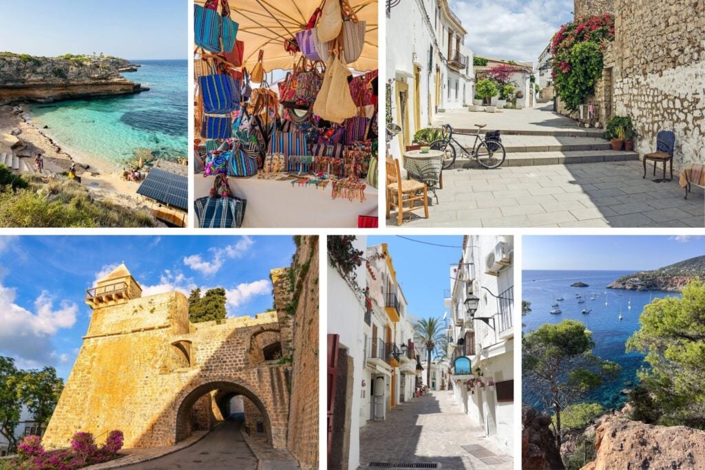 Streets, coves, castle, and handbag stall in Ibiza