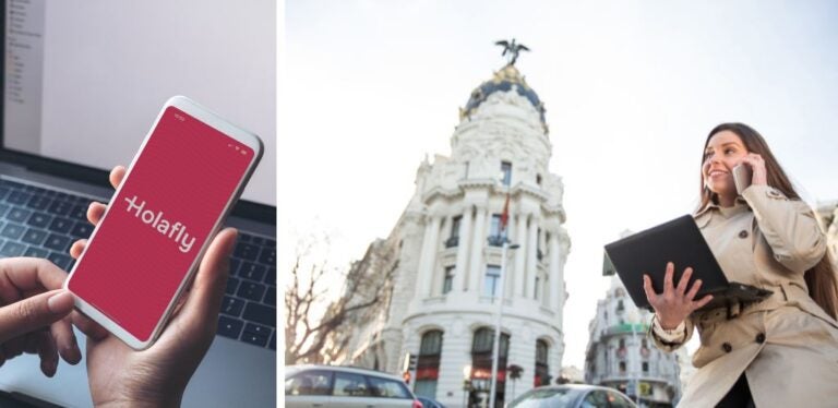 digital nomad in Madrid working online with Holafly Connect