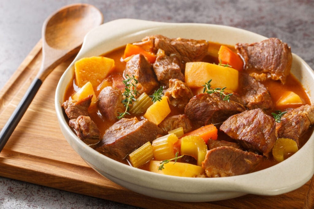 Traditional Irish stew of meat and vegetables in a thick sauce