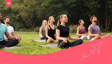 people meditating at a yoga and meditation digital nomads retreat