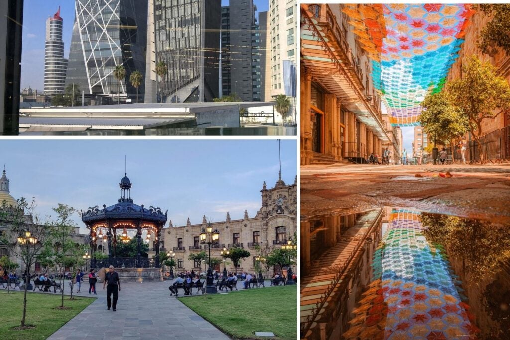 Squares and streets of the city of Guadalajara.