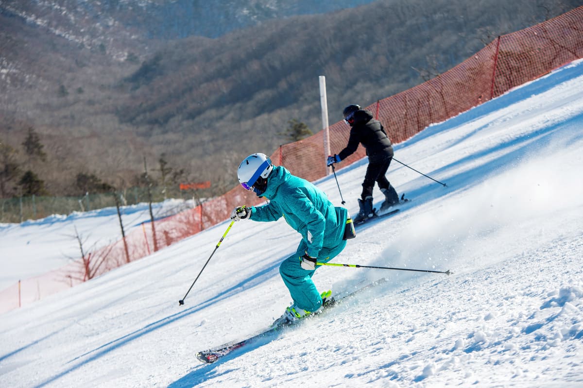 skiing or snowboarding in Korea