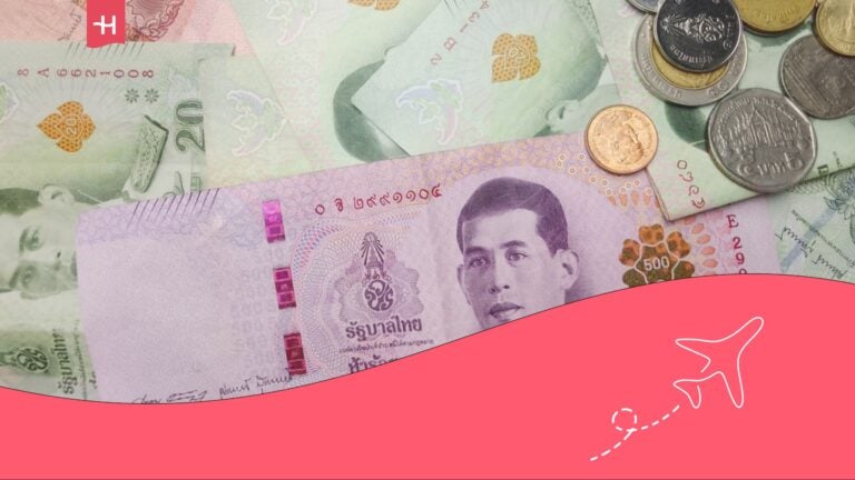 Thai coins and banknotes.