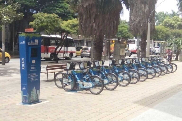 An EnCycla bicycle station in Medellin