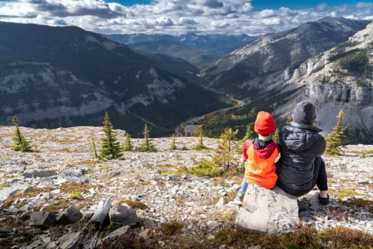 Two people enjoy the view at Bragg Creek