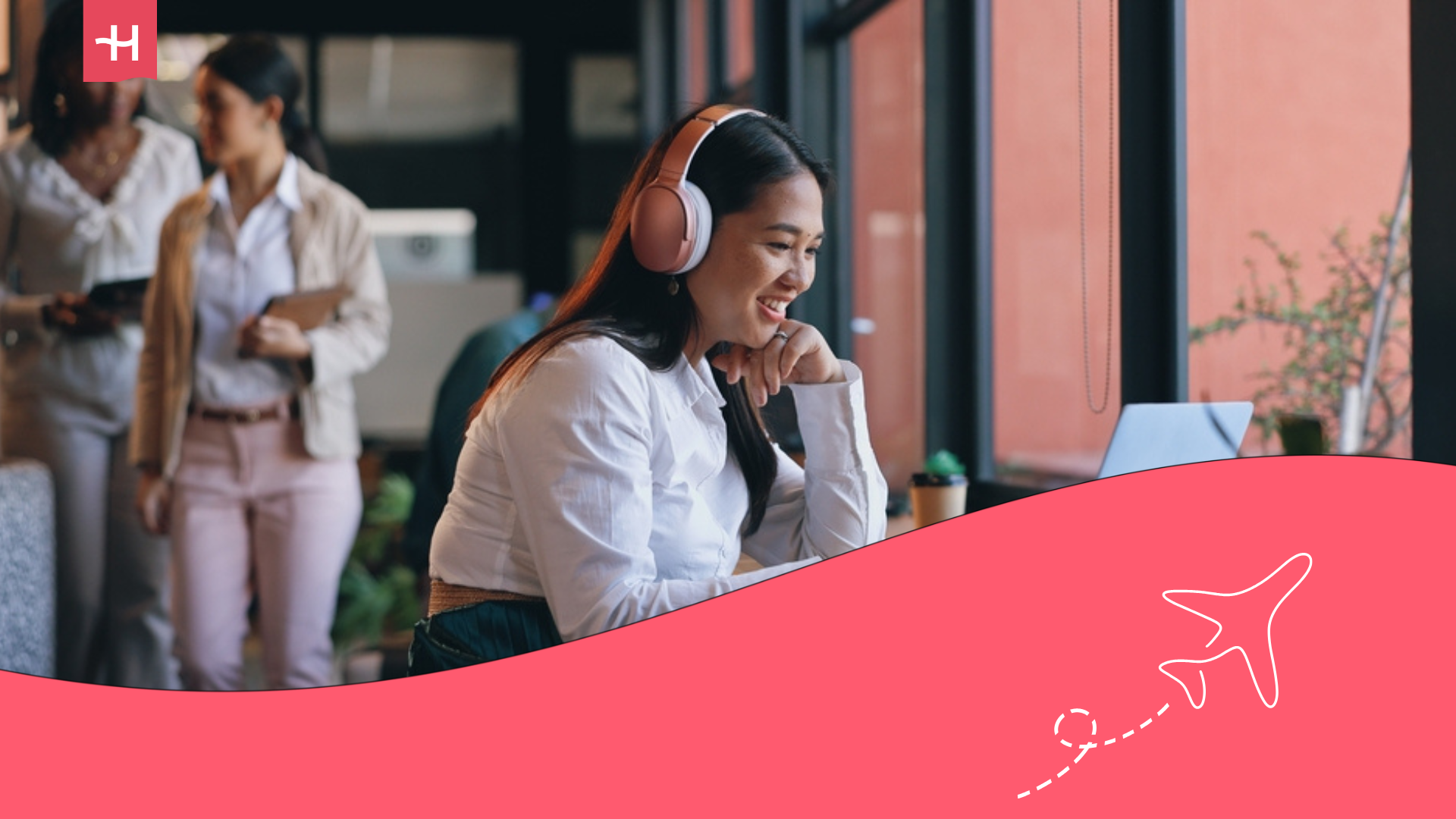 Young woman on a virtual meeting