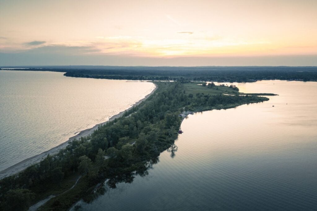 A drone view of Prince Edward County