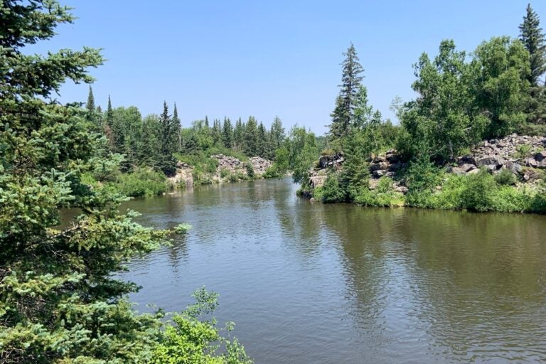 Pinawa Manitoba suspension bridge viewpoint