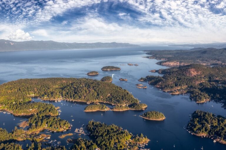 Aerial view of Beaver Island and Madeira Park