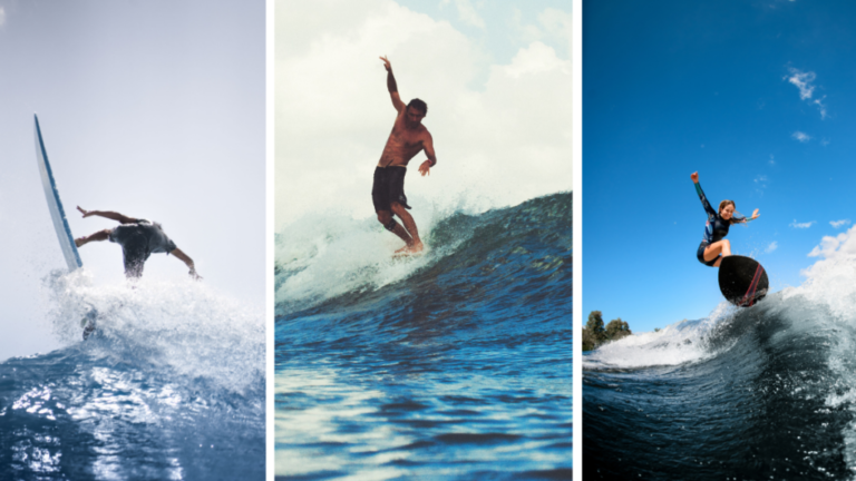 Athletes surfing in Brazil.