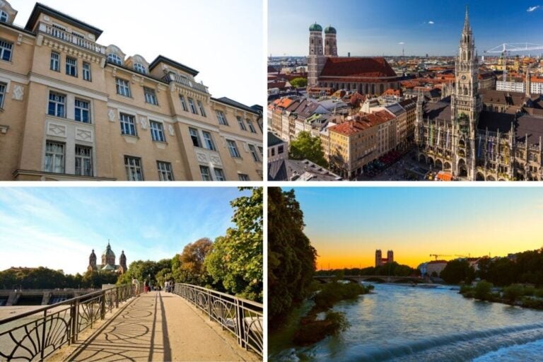 Neighbourhoods in Munich, parks and buildings