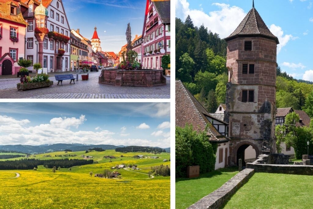 The German Black Forest, rural paths, a monastery and a village.