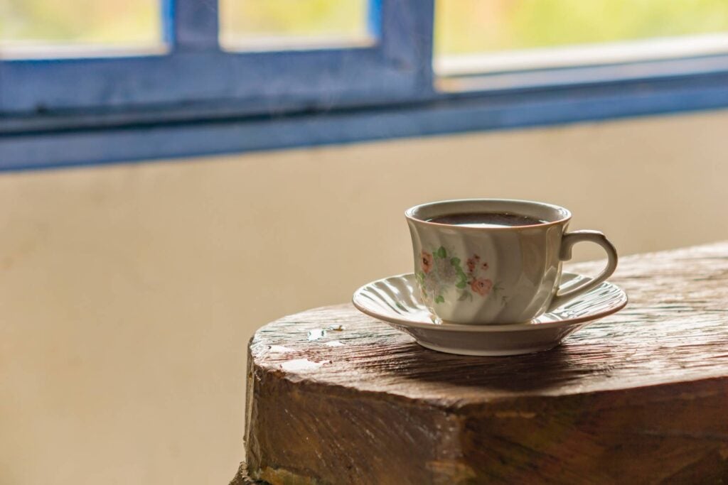 local colombian coffee served in a traditional local cup
