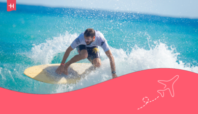 Person surfing in Fuerteventura