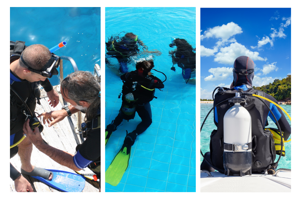 images of people attending diving classes in Thailand