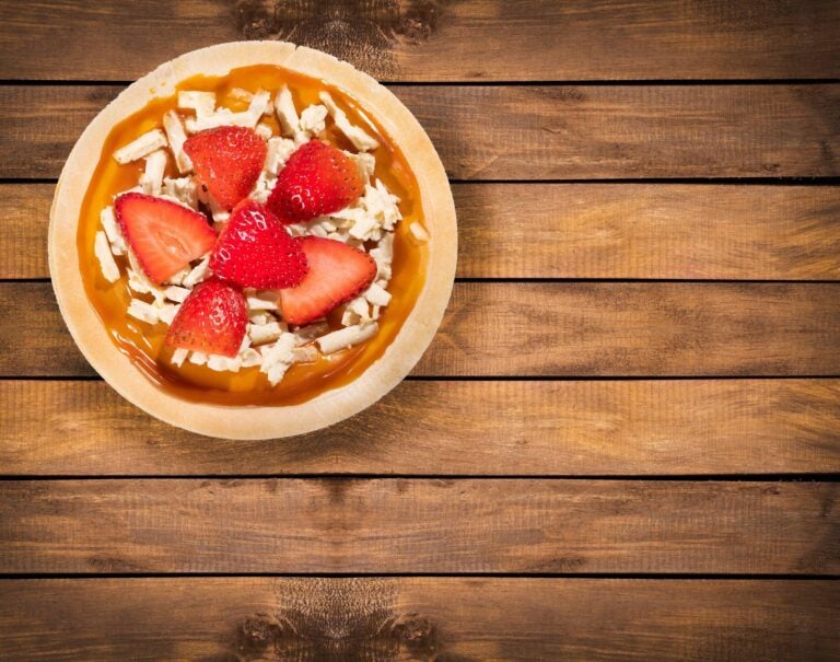 local oblea, or wafer, served with strawberries, cheese, and condensed milk