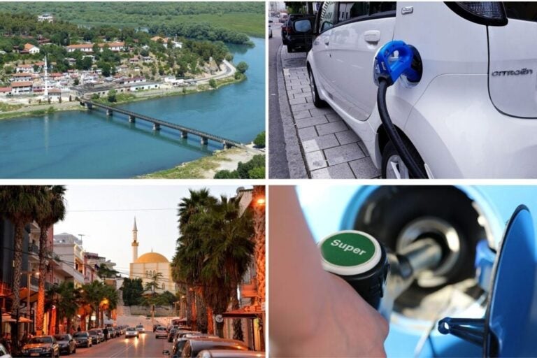 Fuel and electric car charging in Albania's cities.