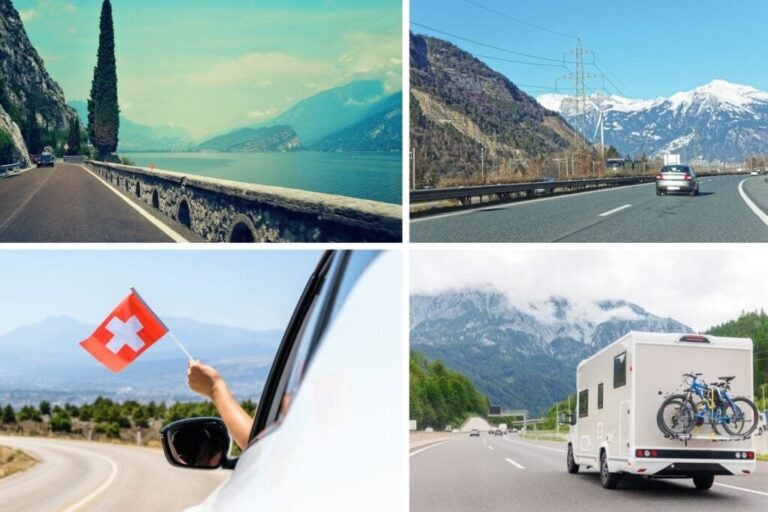 Cars driving on the roads of Switzerland.