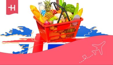 Flag of Iceland with a shopping basket