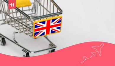 Supermarket shopping trolley with the flag of England.