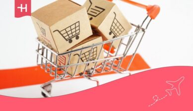 Shopping trolley with the Austrian flag.