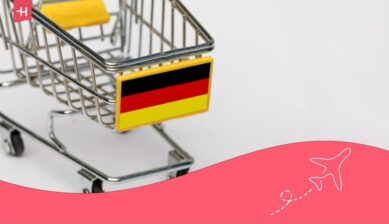 Shopping trolley with the German flag.
