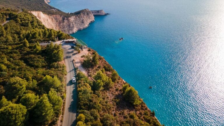 Picturesque views while renting a car in Greece.