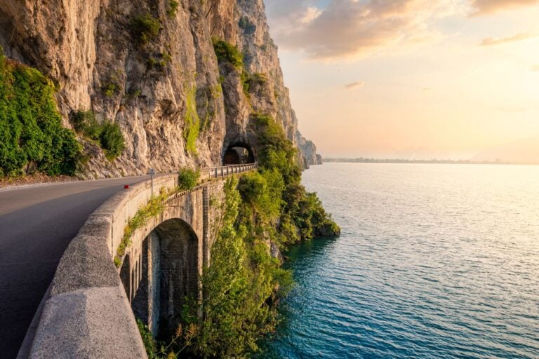The Garda Lake coastal road near Limone del Garda