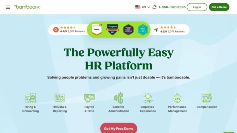 BambooHR Software homepage