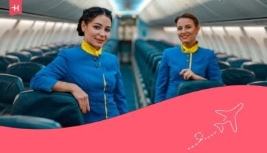 Students inside an aircraft training at the best flight attendant school in the USA.