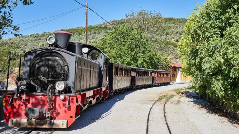 The famous narrow gauge railway train of Thessaly - Pelion, Greece.