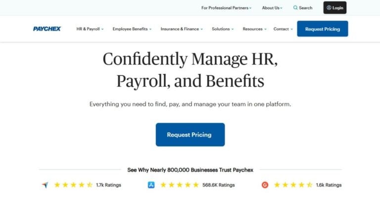 Paychex Flex HR Software homepage