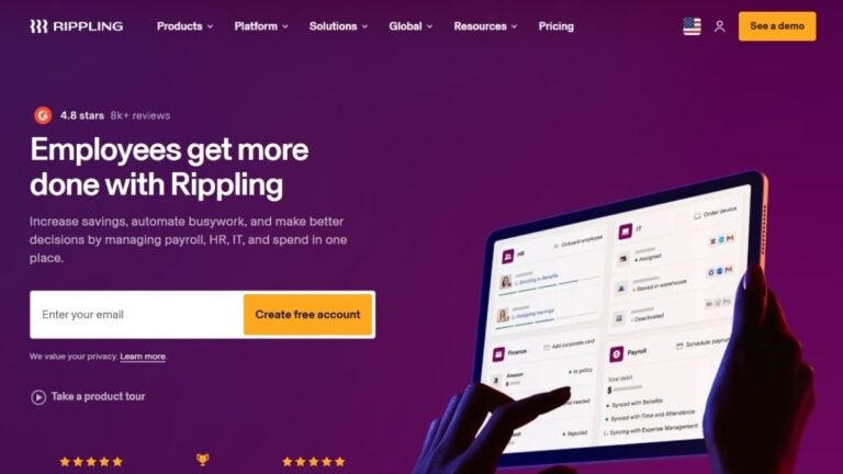 Rippling HR Software homepage