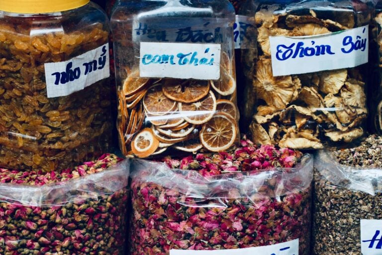 Vietnamese dried fruits and teas. Source