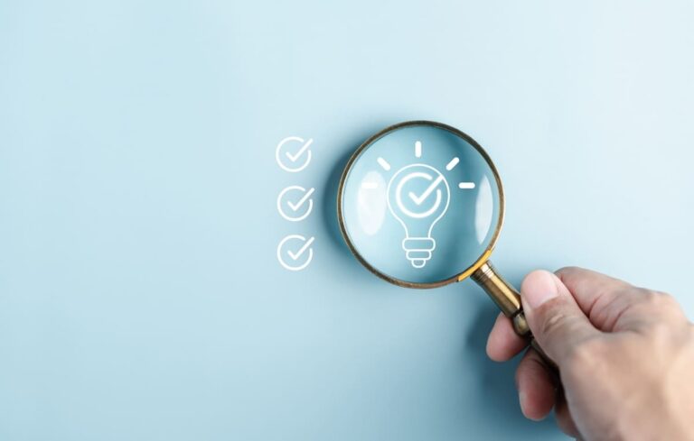 Quick tips for smart creative. light bulb and idea checking icon.