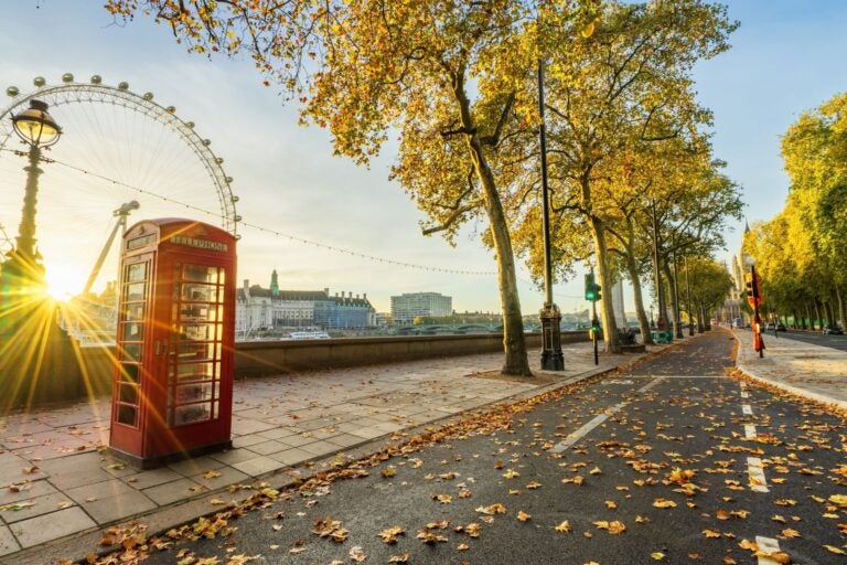 Victoria Embankment road in autumn