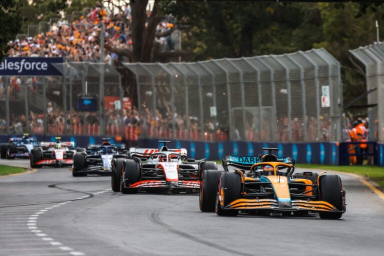 Daniel Ricciardo driving at Albert Park Circuit during the Australian Grand Prix in Melbourne